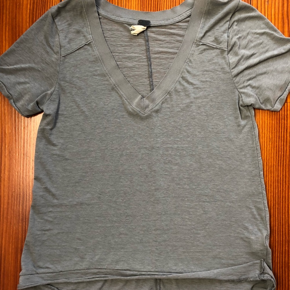 Free People We the Free Grey V-Neck Top